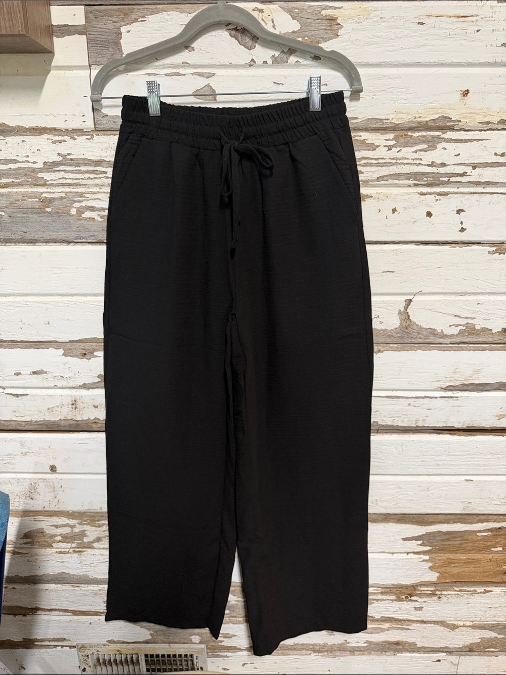 Zenana Outfitters Black Wide-Leg Drawstring Pants